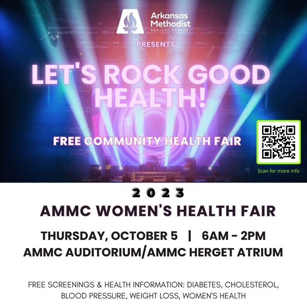 A flyer saying "Let's rock good health"
